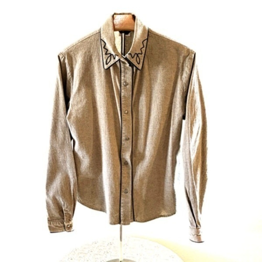 "Roper" western women's long sleeve shirt brown tweed  Size M